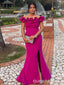 Hot Pink Mermaid Off Shoulder Evening Gown Maxi Long Evening Party Prom Dresses ,WGP1044