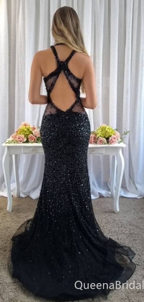 Sexy Black Sparkle Sheath Evening Gown Maxi Long Formal Dresses Prom Dresses,WGP918