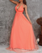 Sexy Elegant A-line Spaghetti Straps Plunging Deep V-neck Tulle Evening Gown Long Formal Dresses Prom Dresses ,WGP758