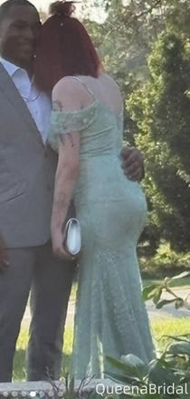 Elegant Off-shoulder Spaghetti Strap V-neck Mermaid Long Formal Gown to Impress,WGP2008