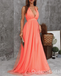 Sexy Elegant A-line Spaghetti Straps Plunging Deep V-neck Tulle Evening Gown Long Formal Dresses Prom Dresses ,WGP758