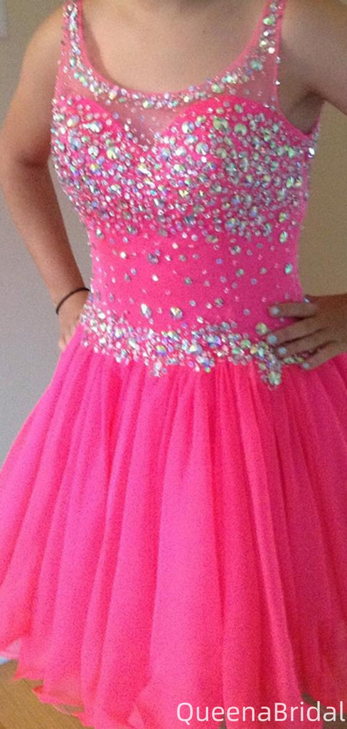 Elegant Scoop A-line Short Mini Homecoming Dress,QB1030