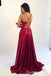 Sexy Spaghetti Straps V Neck Lace up Back Side Slit Long Party Dress Prom Dresses ,WGP1826