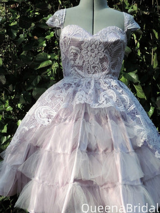 Gorgeous Short Sleeves Sweetheart A-line Short Mini Homecoming Dress,QB1032