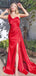 Elegant Red One Shoulder Side Slit Mermaid Long Evening Prom Dresses,WGP513