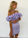 Purple Strapless Mermaid Graduation Party Short Homecoming Dresses with Ruffles ,QB0714