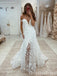 Gorgeous Off the Shoulder Flower and Leaf Lace Appliques White Plunging A-line Wedding Dresses ,WGP1324