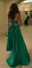 Elegant Green Spaghetti Strap Pleats A-Line Long Evening Prom Dresses,WGP453