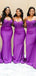 Elegant Dark Purple Satin SDpaghetti Straps Sequin Mermaid Long Cheap Elegant Bridesmaid Dresses , BDS0154