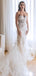 Elegant White Illusion Lace Appliques Tulle Mermaid Long Wedding Dresses,WGP211