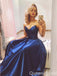 Sexy Blue A-line Sweetheart Strapless Evening Gown Long Prom Dresses with Pleats,WGP698