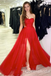 Charming A-line Red Sweetheart High Slit Evening Gown Long Prom Dresses, WGP743