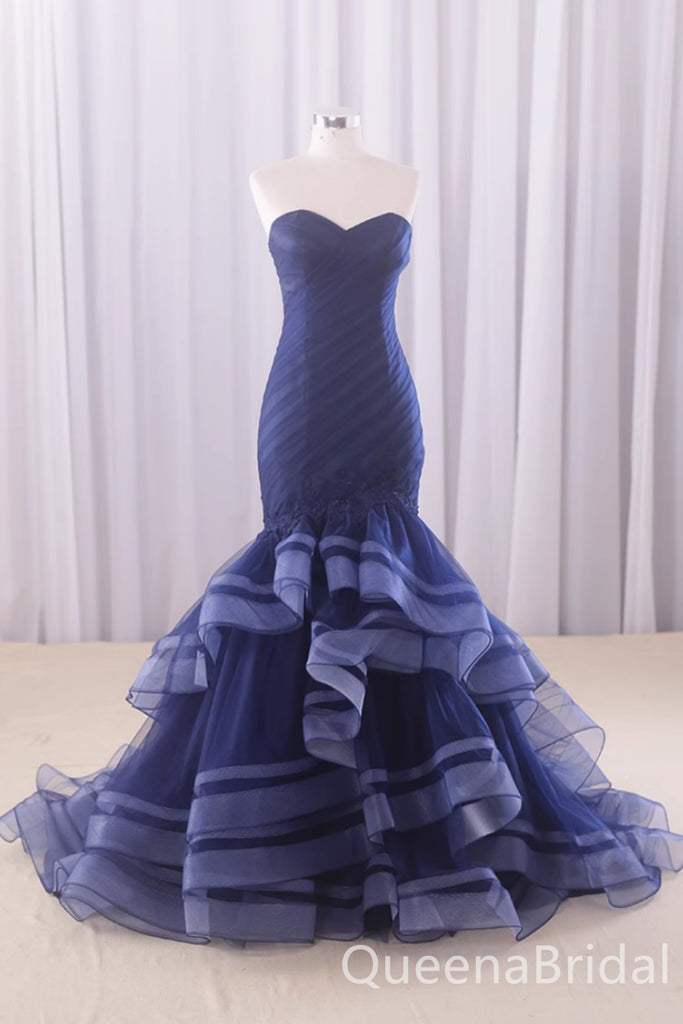 Sexy Strapless Ruffles Mermaid Party Dress Long Prom Dresses to Impress ,WGP1465