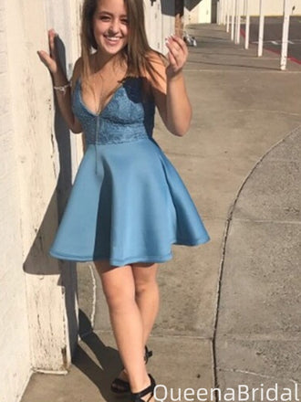 Gorgeous Strapless V-neck A-line Short Mini Homecoming Dress,QB1033