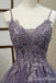 Gorgeous Grape Lace Appliques A-line Long Party Dress Prom Dresses ,WGP1827