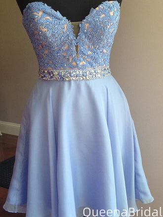 Elegant V-neck Notched A-line Short Mini Homecoming Dress,QB1036