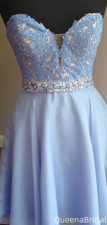 Elegant V-neck Notched A-line Short Mini Homecoming Dress,QB1036