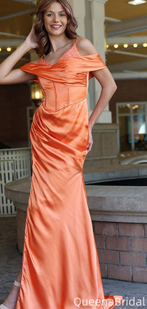 Elegant Off-shoulder V-neck Mermaid Long Formal Gown to Impress,WGP2110