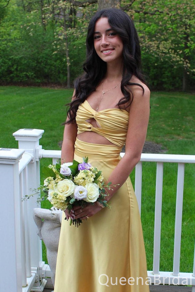 Gorgeous Yellow Spaghetti Straps Mermaid Long Party Dress Prom Dresses ,WGP1833