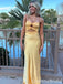 Gorgeous Yellow Spaghetti Straps Mermaid Long Party Dress Prom Dresses ,WGP1833