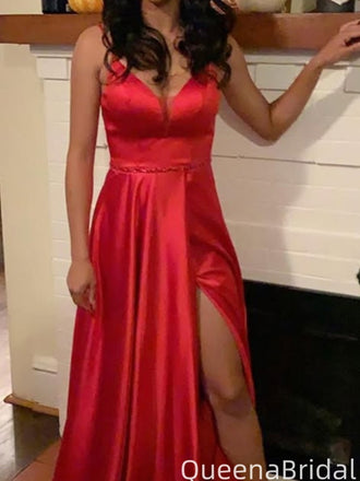 Elegant Spaghetti Strap V-neck A-line Long Formal Gown to Impress,WGP2114