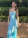 Sexy Simple Blue Spaghetti Straps Long Evening Gown Prom Dresses with Side Slit,WGP583