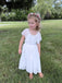 Cute White Lace Appliques A- Line Cheap Long Flower Girl Dresses, FGS0027