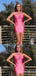 Sexy Simple Mermaid Plunging Pink Short Tight Homecoming Dresses ,QB0650