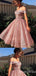 Pink Off-the-shoulder A-line Graduation Party Short Homecoming Dresses, QB0774