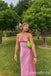 Pink Sheath Spaghetti Straps Bateau Party Dress Long Prom Dresses to Impress ,WGP1388