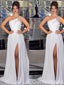 Gorgeous White Beaded One Shoulder Side Slit A-line Long Party Dress Prom Dresses ,WGP1837