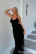 Elegant Black Spaghetti Straps Sheath Long Party Dress Prom Dresses ,WGP1844