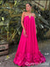 Sexy Hot Pink Strapless A-line Ruffles Long Prom Dresses to Impress ,WGP1371