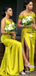 Elegant Mismached Light Yellow Mermaid Simple Long Cheap Bridesmaid Dresses, BDS0190