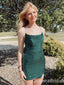 Sexy Simple Green Lace Up Back Spaghetti Straps Mermaid Short Homecoming Dresses Tight,QB0639