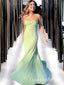 Elegant Light Green Sequin Beading Spaghetti Straps Mermaid Sleeveless Cheap Simple Evening Prom Dresses,WGP533