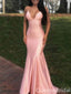 Sexy Light Pink Mermaid Spaghetti Straps Plunging Lace Up Back Evening Gown Maxi Long Formal Dresses Prom Dresses ,WGP875