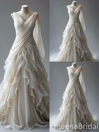 Elegant V Neck A-line Party Dress Long Prom Dresses to Impress ,WGP1618