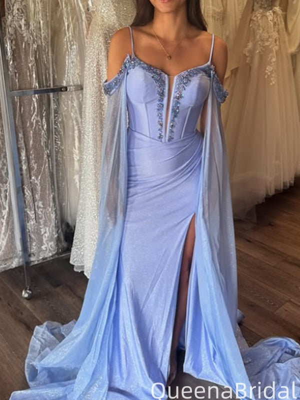 Gorgeous Spaghetti Strap Off-shoulder Mermaid Long Formal Gown to Impress,WGP2125