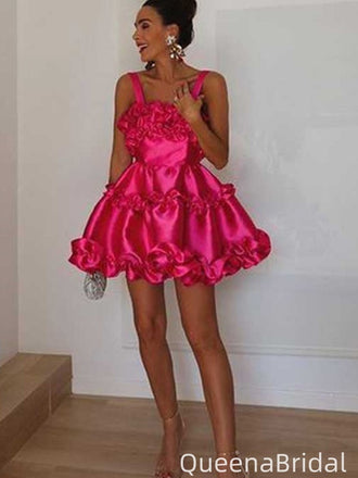 Elegant Spaghetti Strap A-line Short Mini Homecoming Dress,QB1038
