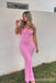 Sexy Pink Spaghetti Straps Mermaid Long Party Dress Prom Dresses ,WGP1848