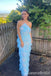 Elegant Blue Halter Sheath Long Party Dress Prom Dresses ,WGP1849