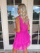 Elegant Pink Tulle Simple Cheap A-Line Short Homecoming Dresses, QB0519