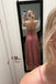 Sexy Pink Chiffon Cowl  A-Line Lace Up Back Side Slit Long Prom Dresses,WGP429