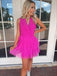 Elegant Pink Tulle Simple Cheap A-Line Short Homecoming Dresses, QB0519