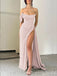 Light Pink Strapless Mermaid Evening Gown Long Evening Party Prom Dresses with High Slit,WGP1239