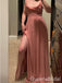 Sexy Pink Chiffon Cowl  A-Line Lace Up Back Side Slit Long Prom Dresses,WGP429