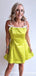 Sexy Green Spaghetti Straps Satin A-Line Simple Short Homecoming Dresses, QB0443