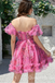 Sexy Off-the-shoulder Sweetheart A-line Floral Short Short Homecoming Dresses Tight with Ruffles, QB0625