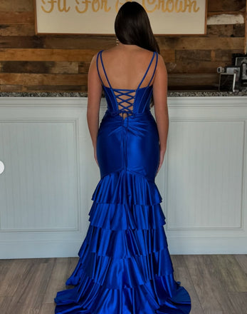 Elegant Blue Mermaid V-neck Long Formal Gown to Impress,WGP1749